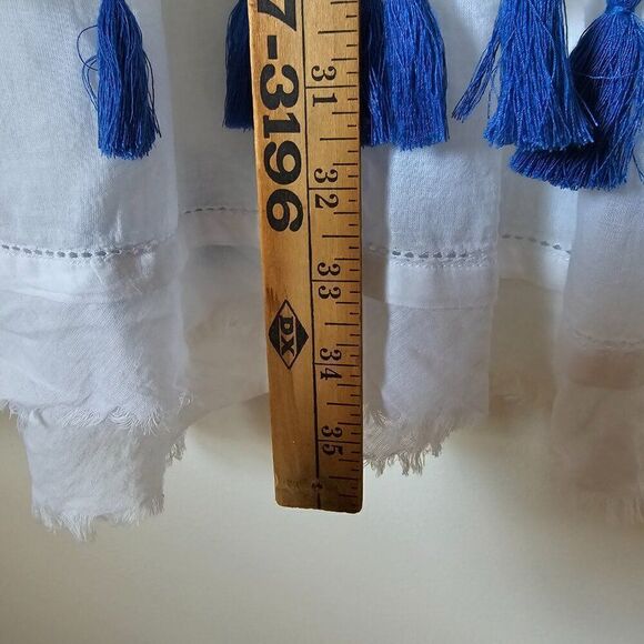 EUC NEVER WORN BOHO EMBROIDERED TASSEL HEM COTTON DRESS SIZE M - Picture 14 of 16